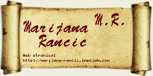 Marijana Rančić vizit kartica